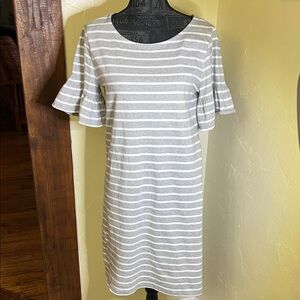 J. Crew Gray and White Striped Dress